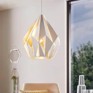 Eglo Carlton 1 Geometric Gold & White Ceiling Pendant flush mount ceiling fixture
