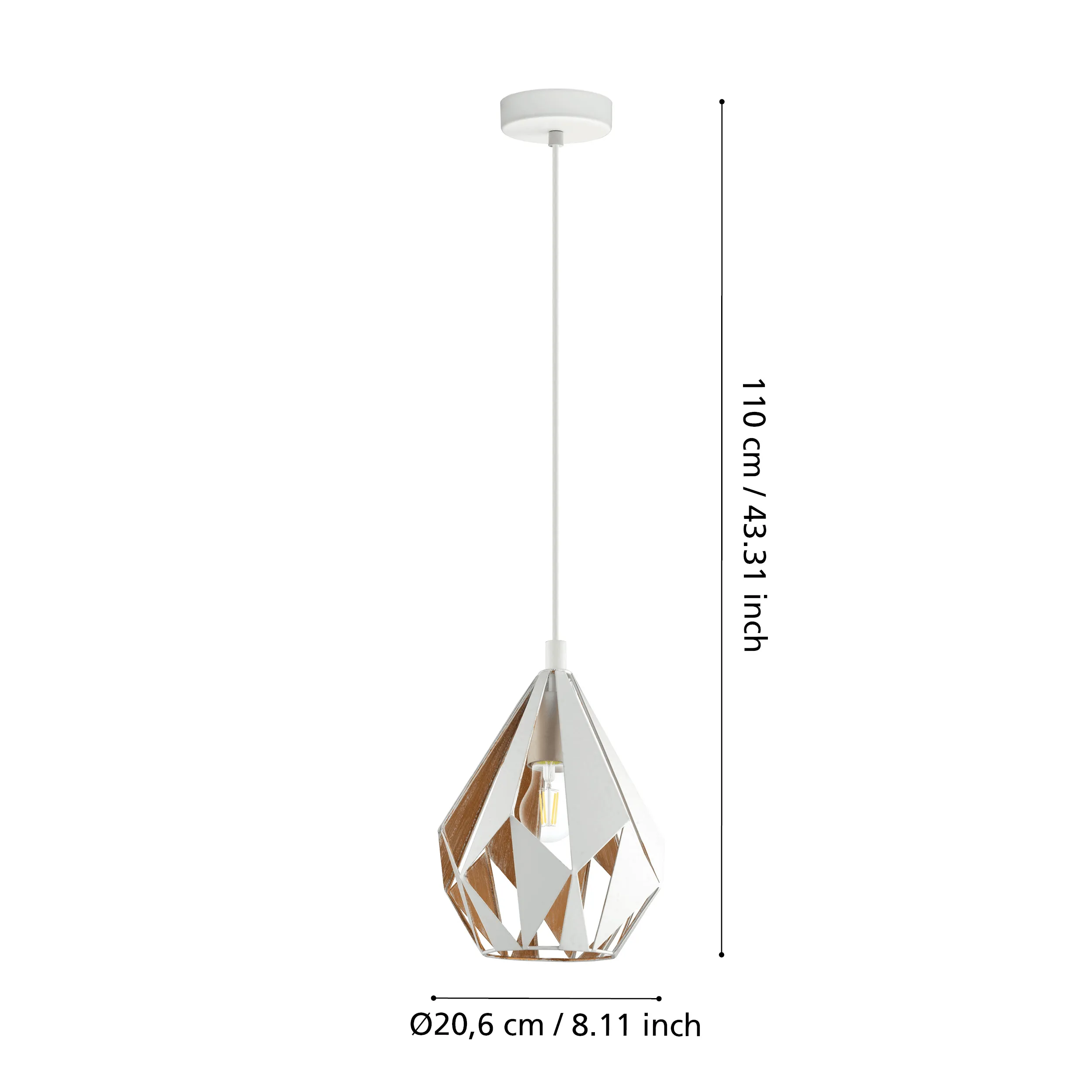 Eglo Carlton 1 White Diamond Shaped Metal Ceiling Pendant