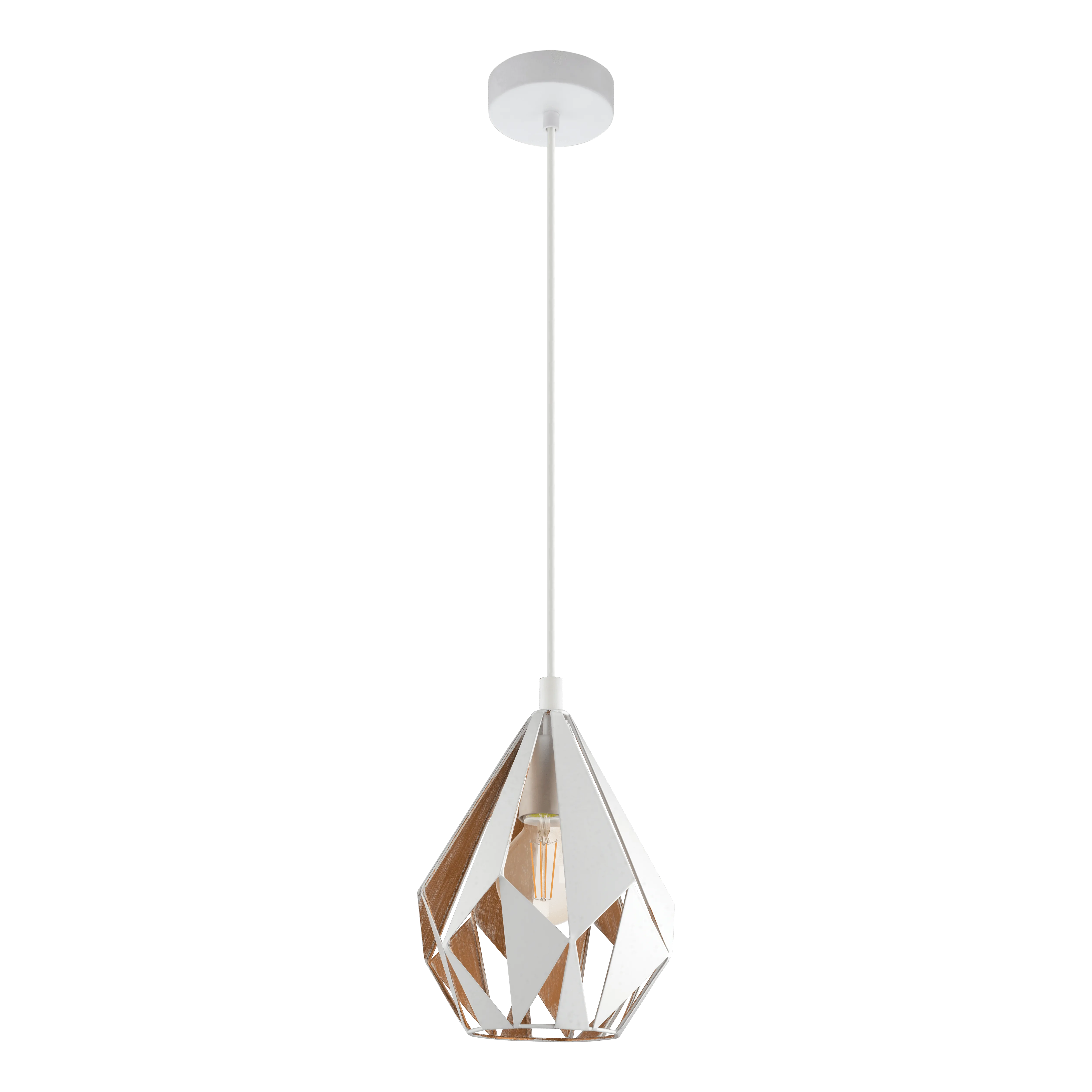 Eglo Carlton 1 White Diamond Shaped Metal Ceiling Pendant
