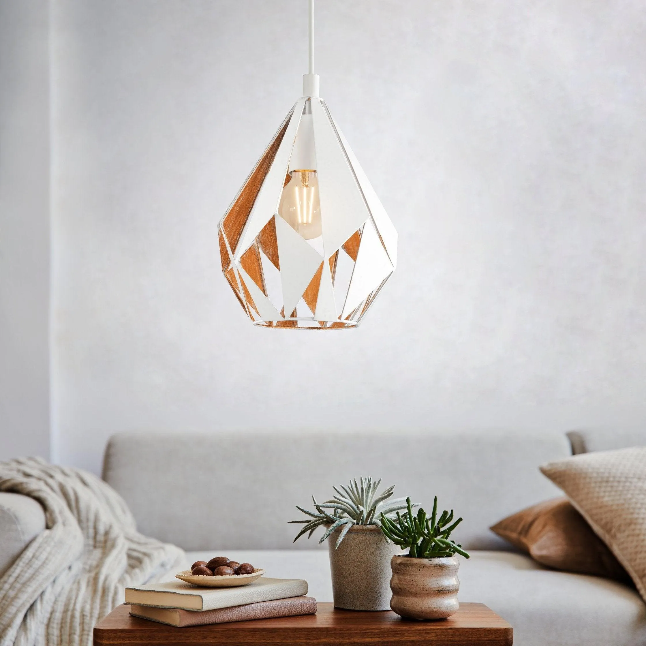 Eglo Carlton 1 White Diamond Shaped Metal Ceiling Pendant