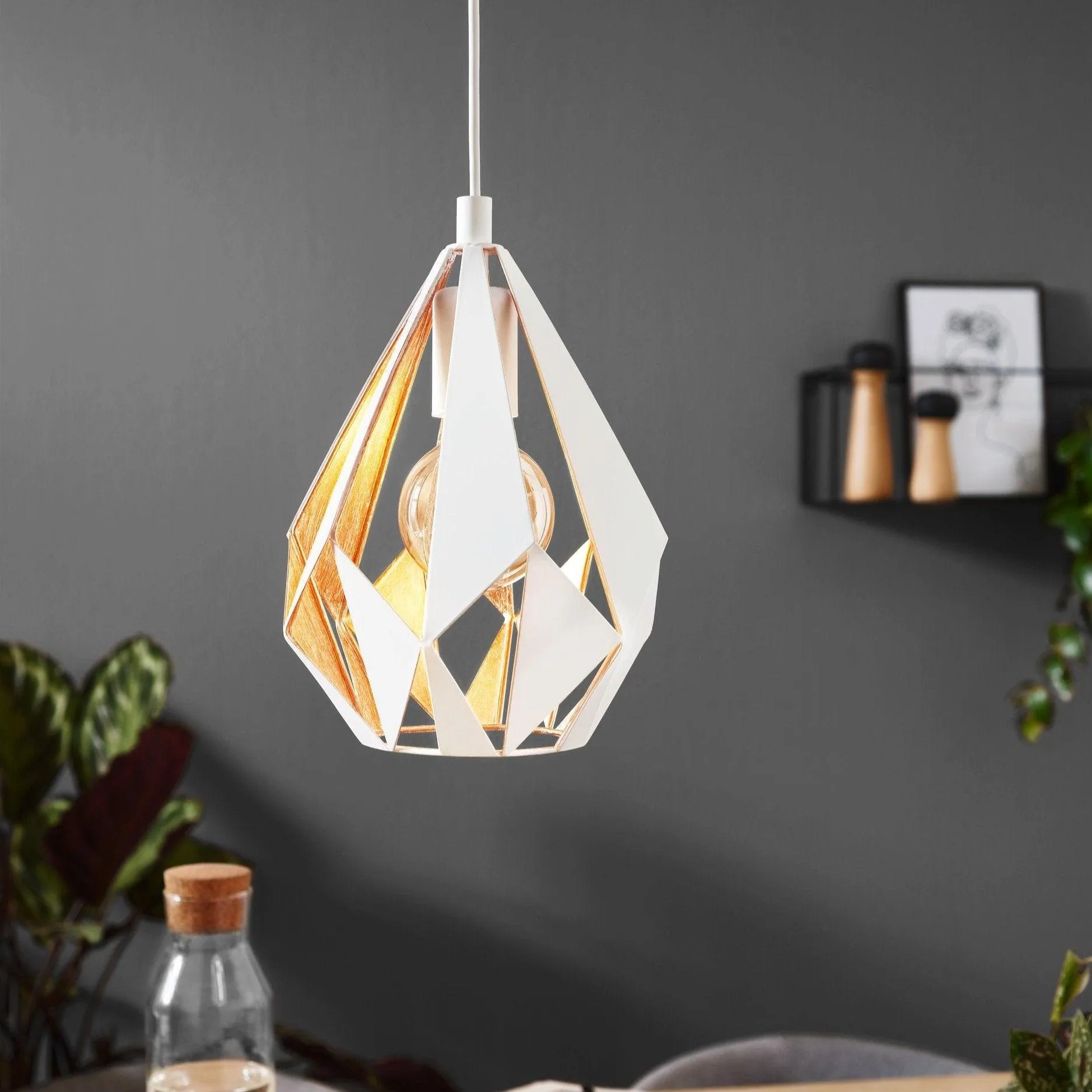 Eglo Carlton 1 White Diamond Shaped Metal Ceiling Pendant