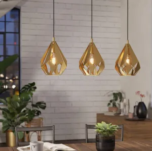 Eglo Carlton 3 Light Gold Ceiling Pendant flush mount ceiling fixture