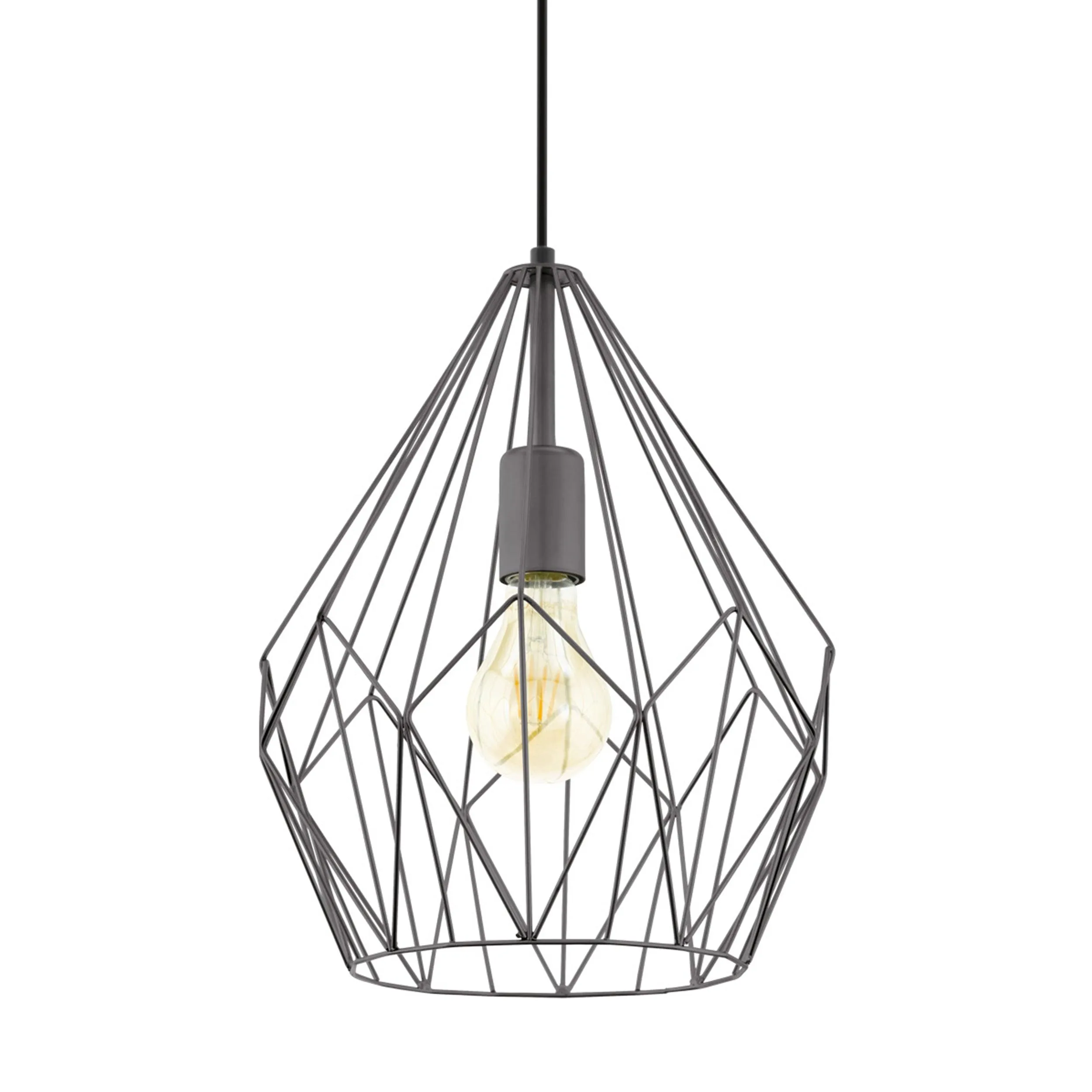 Eglo Carlton Black Diamond Shaped Wire Caged Ceiling Pendant