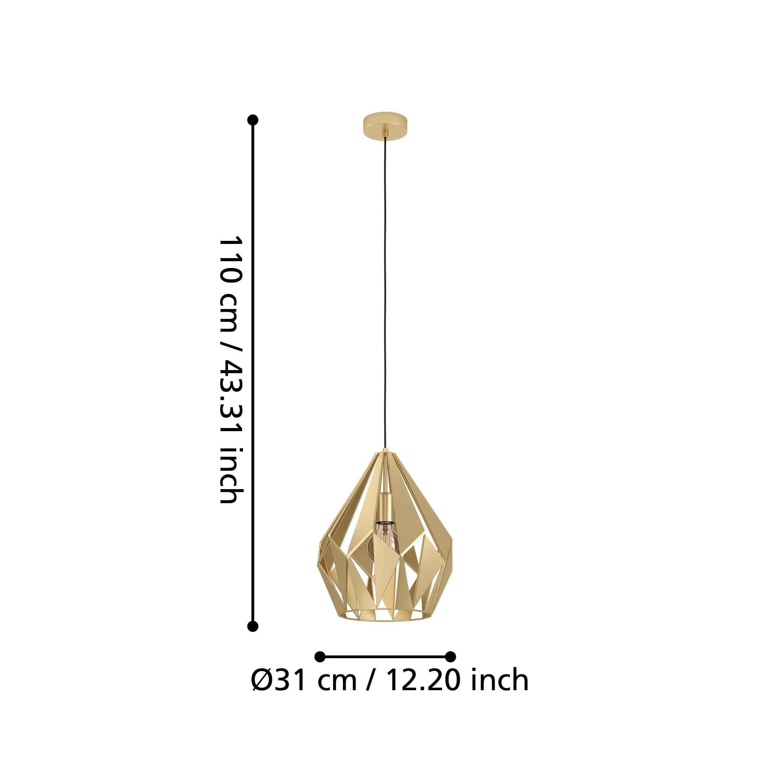 Eglo Carlton Diamond-Shaped Gold Ceiling Pendant