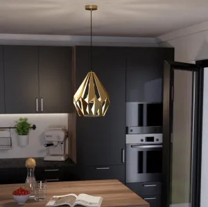 Eglo Carlton Diamond-Shaped Gold Ceiling Pendant flush mount ceiling fixture