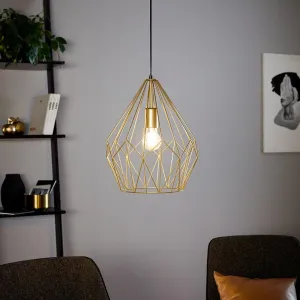 Eglo Carlton Gold Caged Lampshade Ceiling Pendant flush mount ceiling fixture
