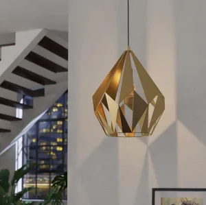 Eglo Carlton Gold Diamond-Shaped Ceiling Pendant Light flush mount ceiling fixture