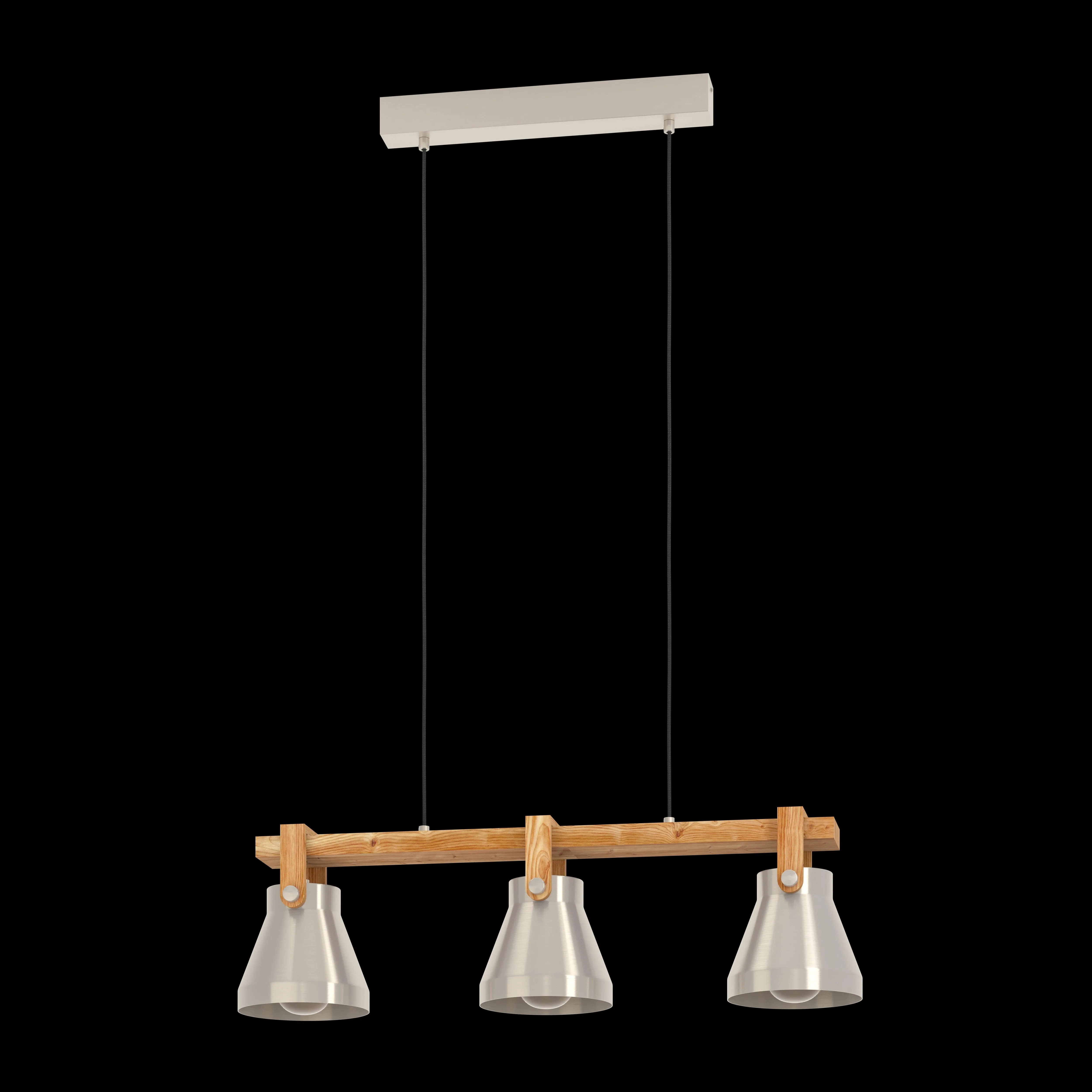 Eglo Cawton 3 Light Silver & Wooden Ceiling Pendant