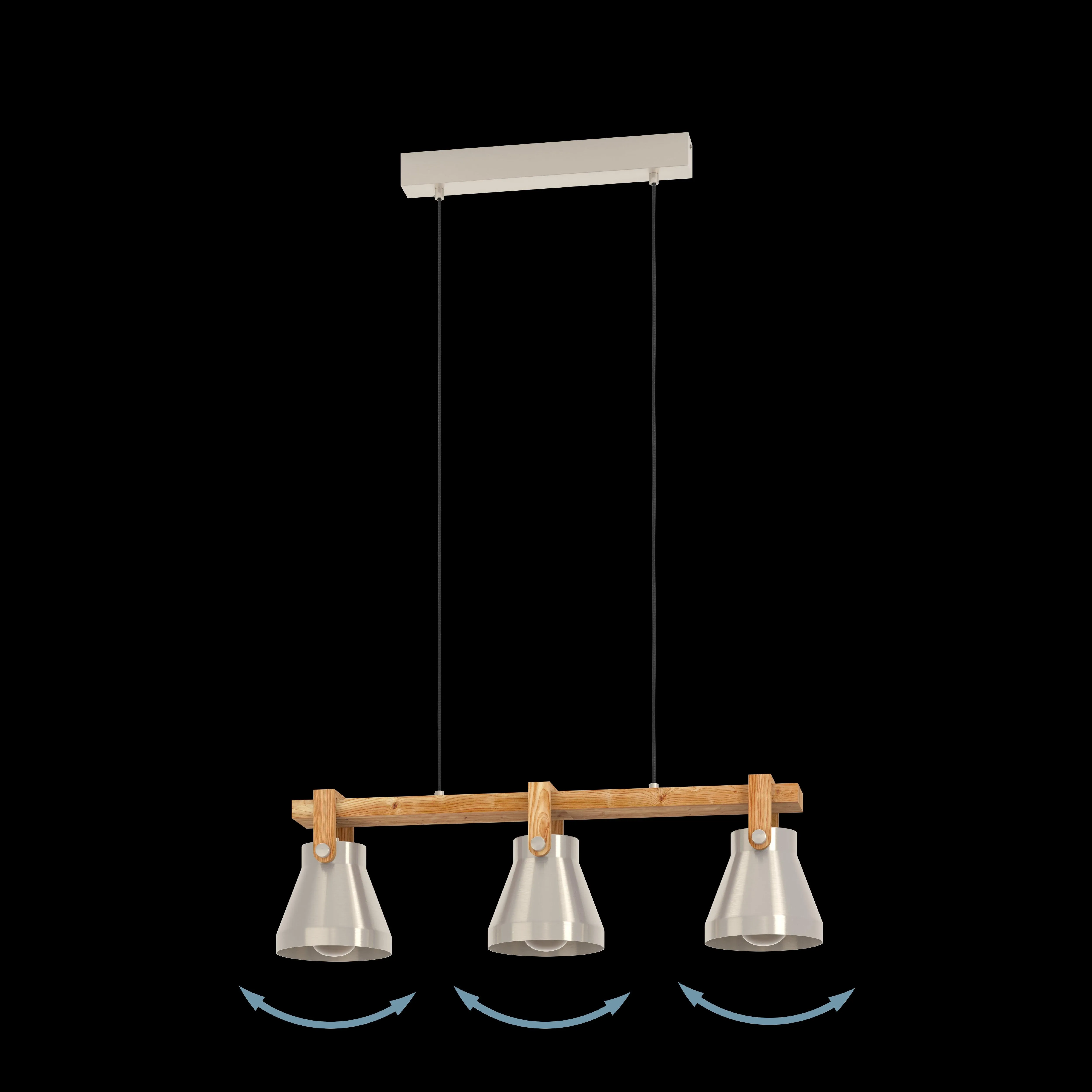 Eglo Cawton 3 Light Silver & Wooden Ceiling Pendant