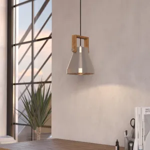 Eglo Cawton Silver & Wooden Ceiling Pendant flush mount ceiling fixture