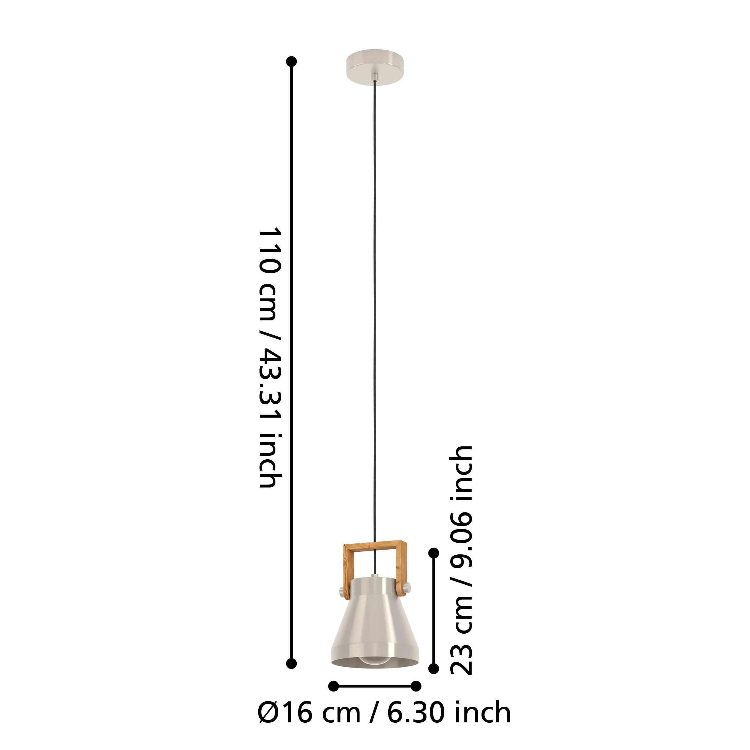 Eglo Cawton Silver & Wooden Ceiling Pendant