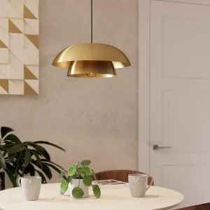 Eglo Cenciara Brass Lampshade Ceiling Pendant flush mount ceiling fixture