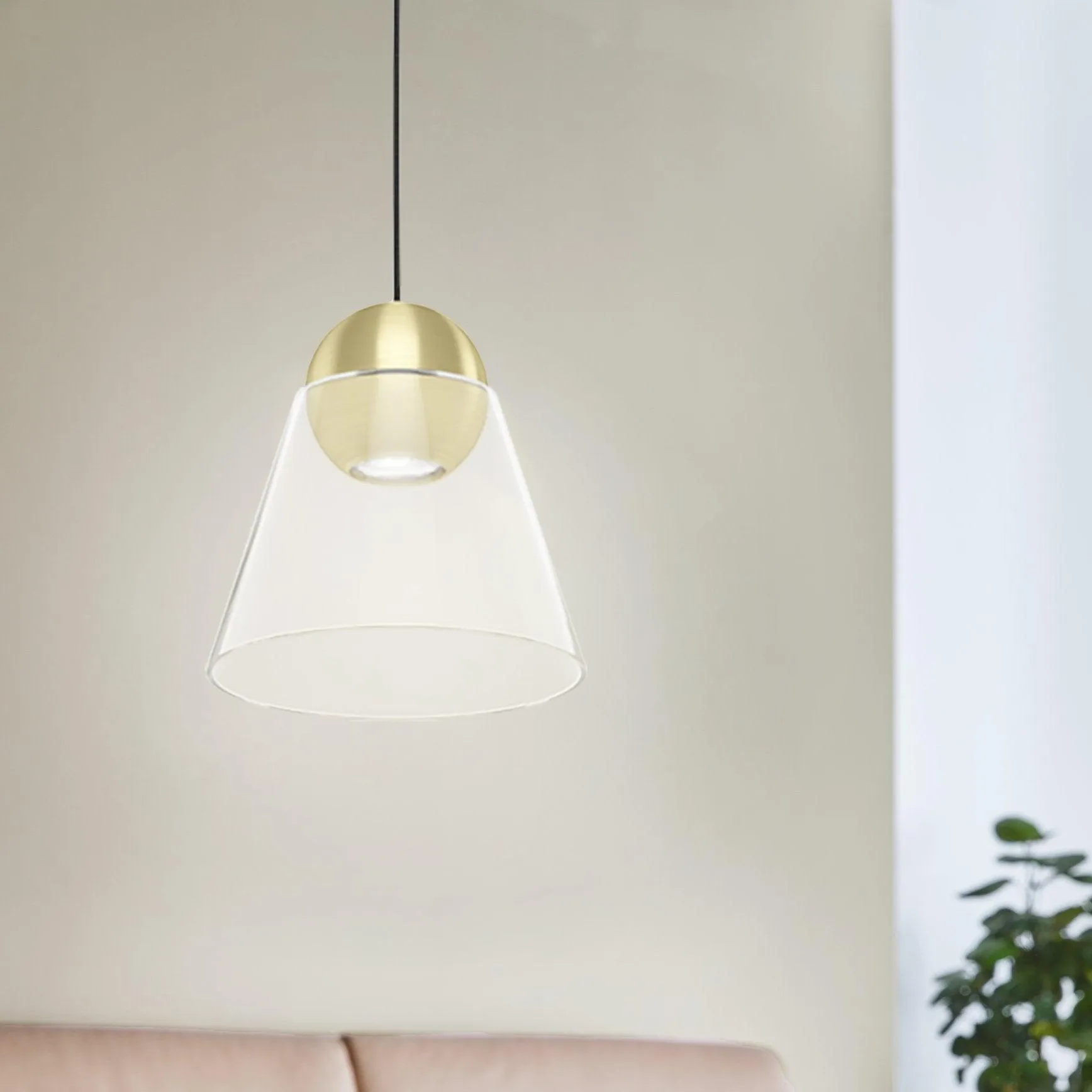 Eglo Cerasella Conical Glass & Brass Ceiling Pendant