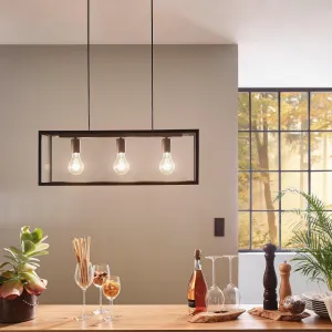 Eglo Charterhouse Black Metal Framed Glass Panelled Ceiling Pendant flush mount ceiling fixture