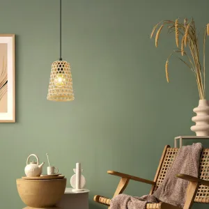 Eglo Claverdon Funnel-shaped Rattan Wicker Ceiling Pendant flush mount ceiling fixture