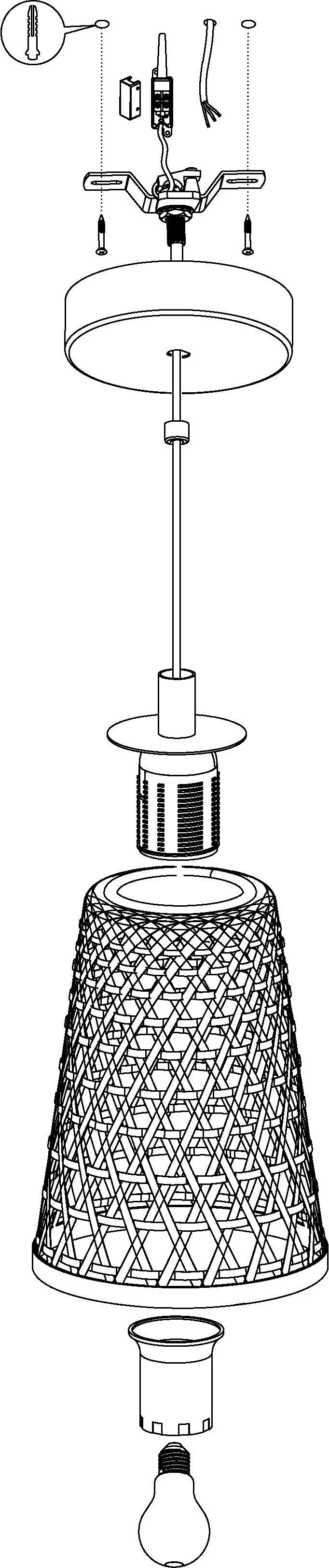 Eglo Claverdon Funnel-shaped Rattan Wicker Ceiling Pendant