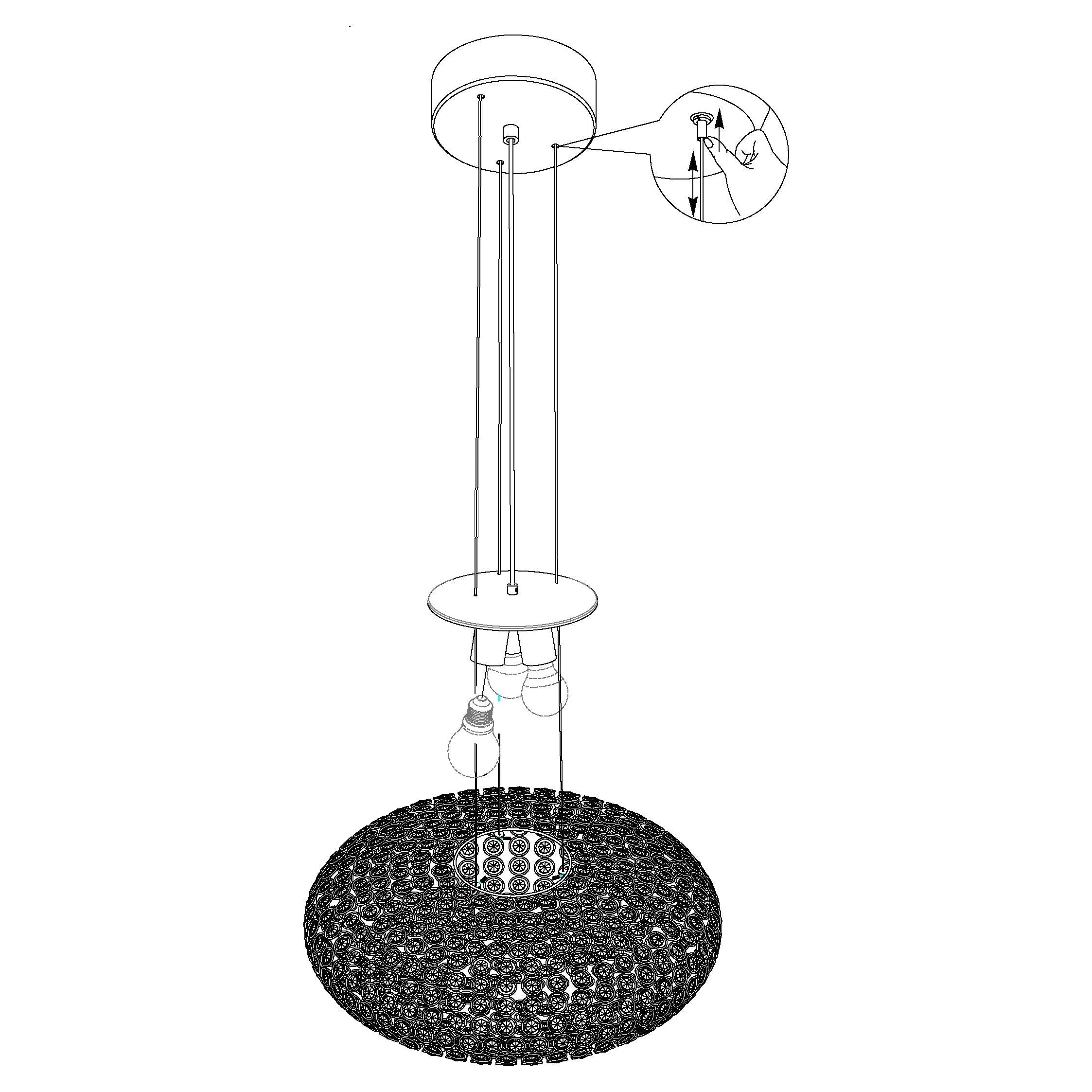 Eglo Clemente Oval Chrome & Clear Glass Crystal Ceiling Pendant - 54cm