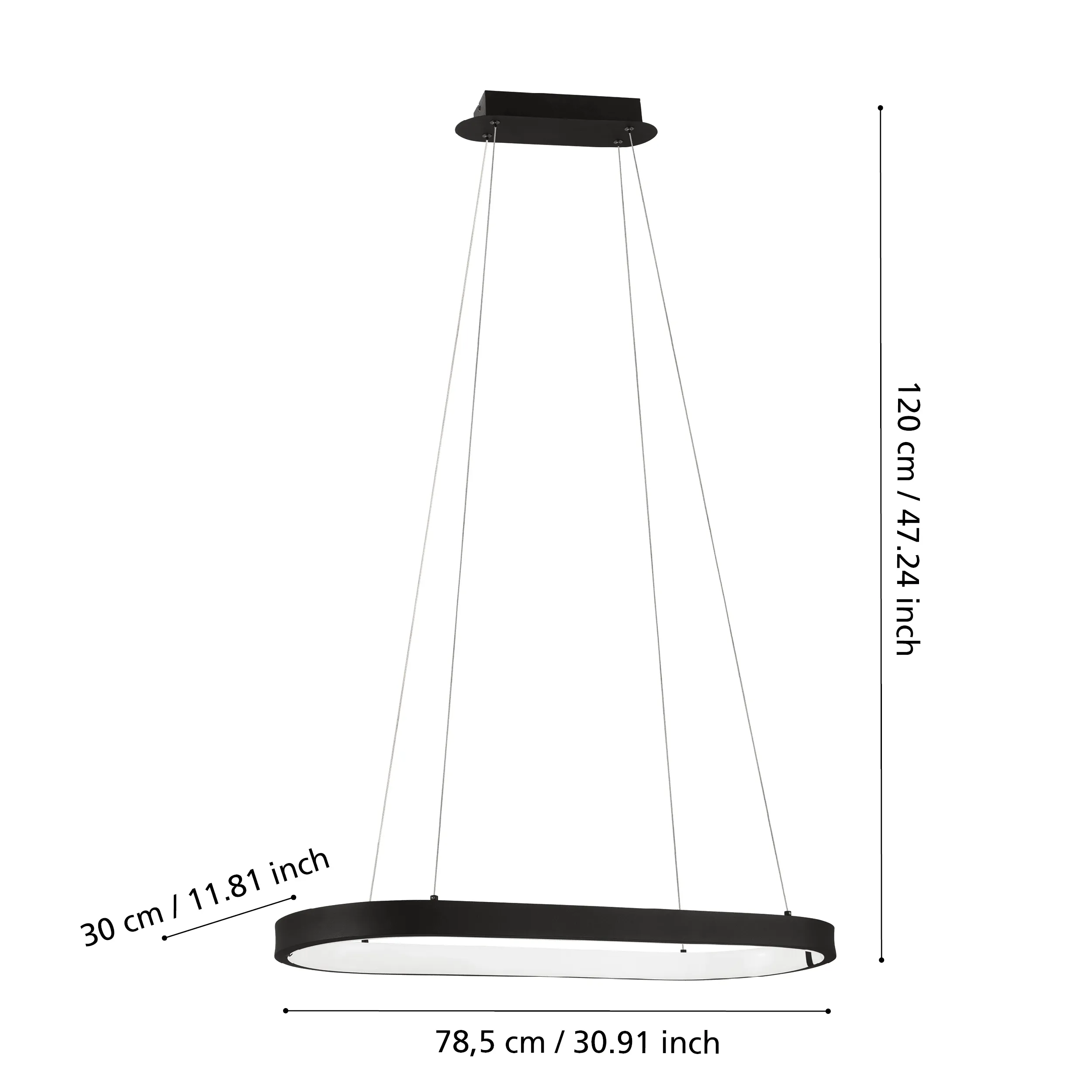 Eglo Codriales LED Black Elliptical Ceiling Pendant