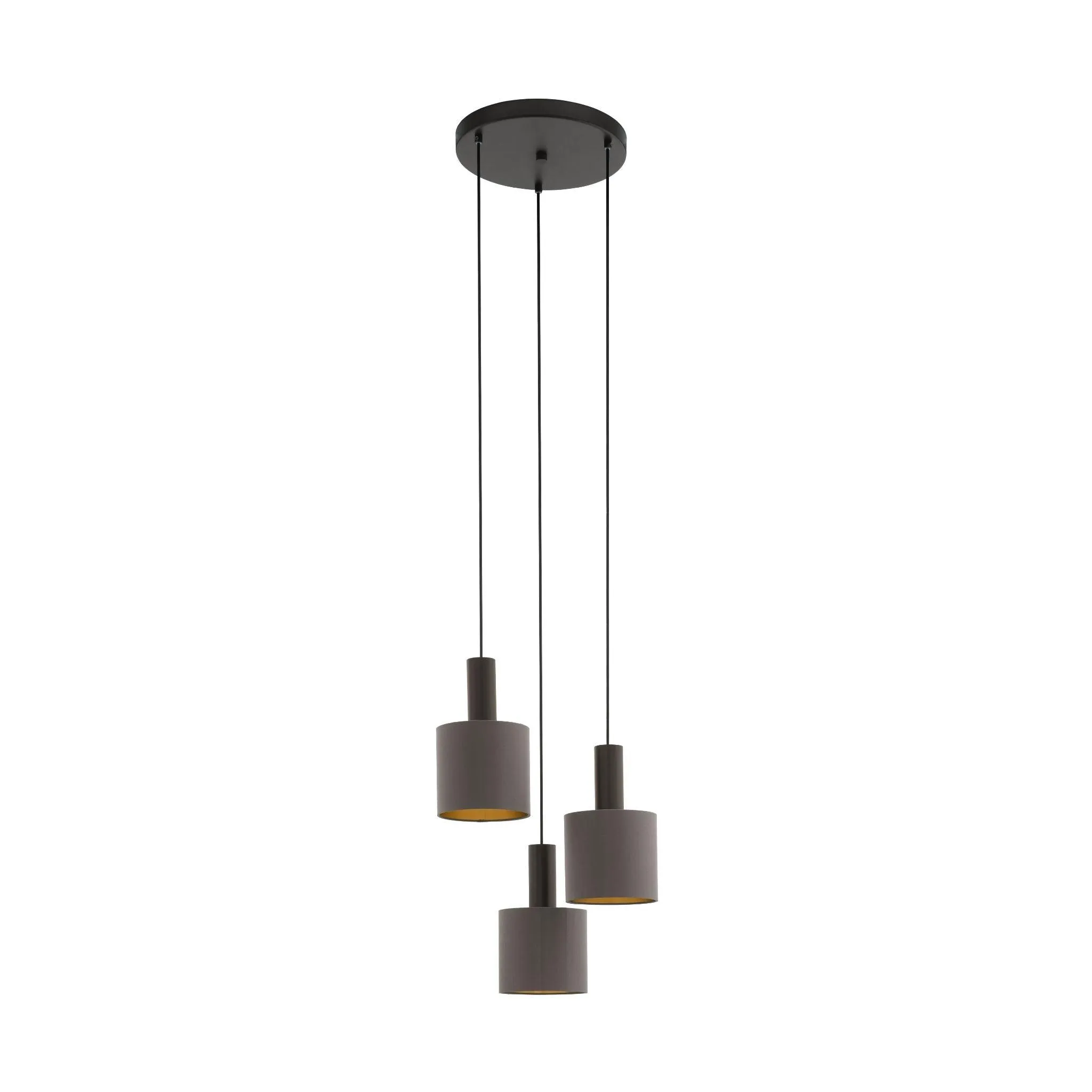Eglo Concessa 1 Brown & Gold 3 Light Round Fabric Pendant