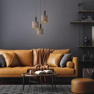 Eglo Concessa 1 Brown & Gold 3 Light Round Fabric Pendant flush mount ceiling fixture