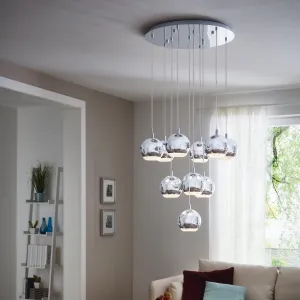 Eglo Conessa Chrome & Crystal Effect 10 Light Bar Ceiling Pendant flush mount ceiling fixture