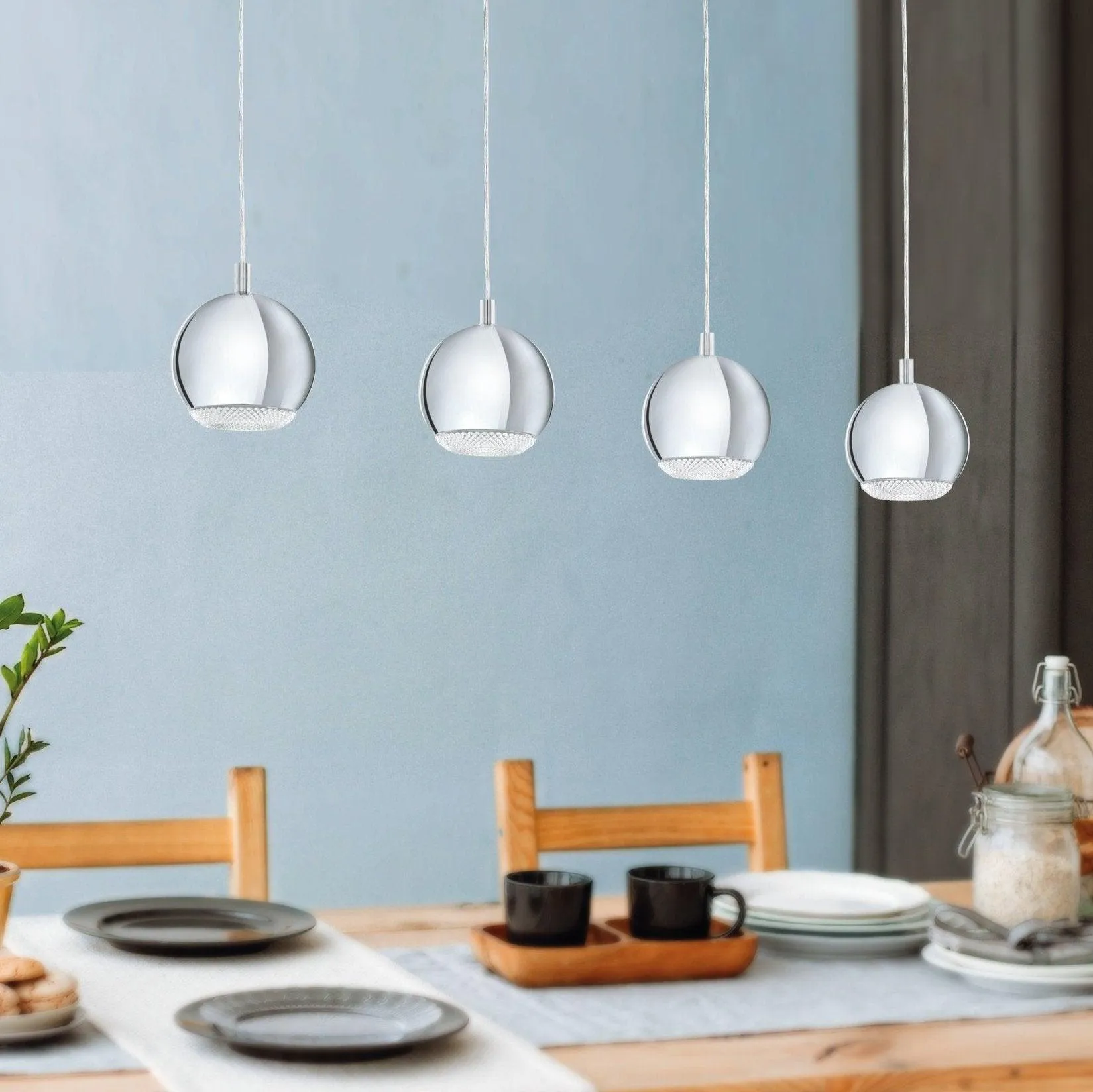 Eglo Conessa Chrome & Crystal Effect 4 Light Bar Ceiling Pendant flush mount ceiling fixture