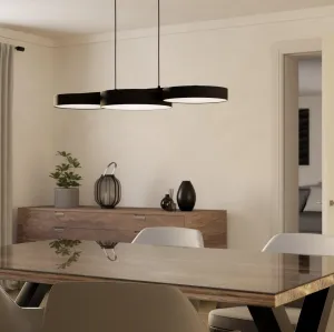 Eglo Connect Barbano-Z Smart LED 3 Light Black Fabric Pendant flush mount ceiling fixture