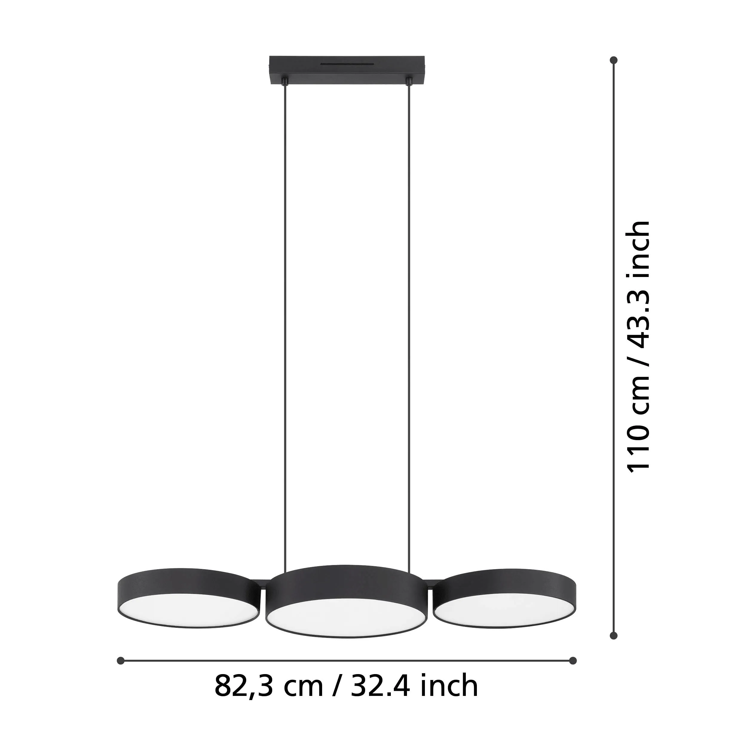 Eglo Connect Barbano-Z Smart LED 3 Light Black Fabric Pendant