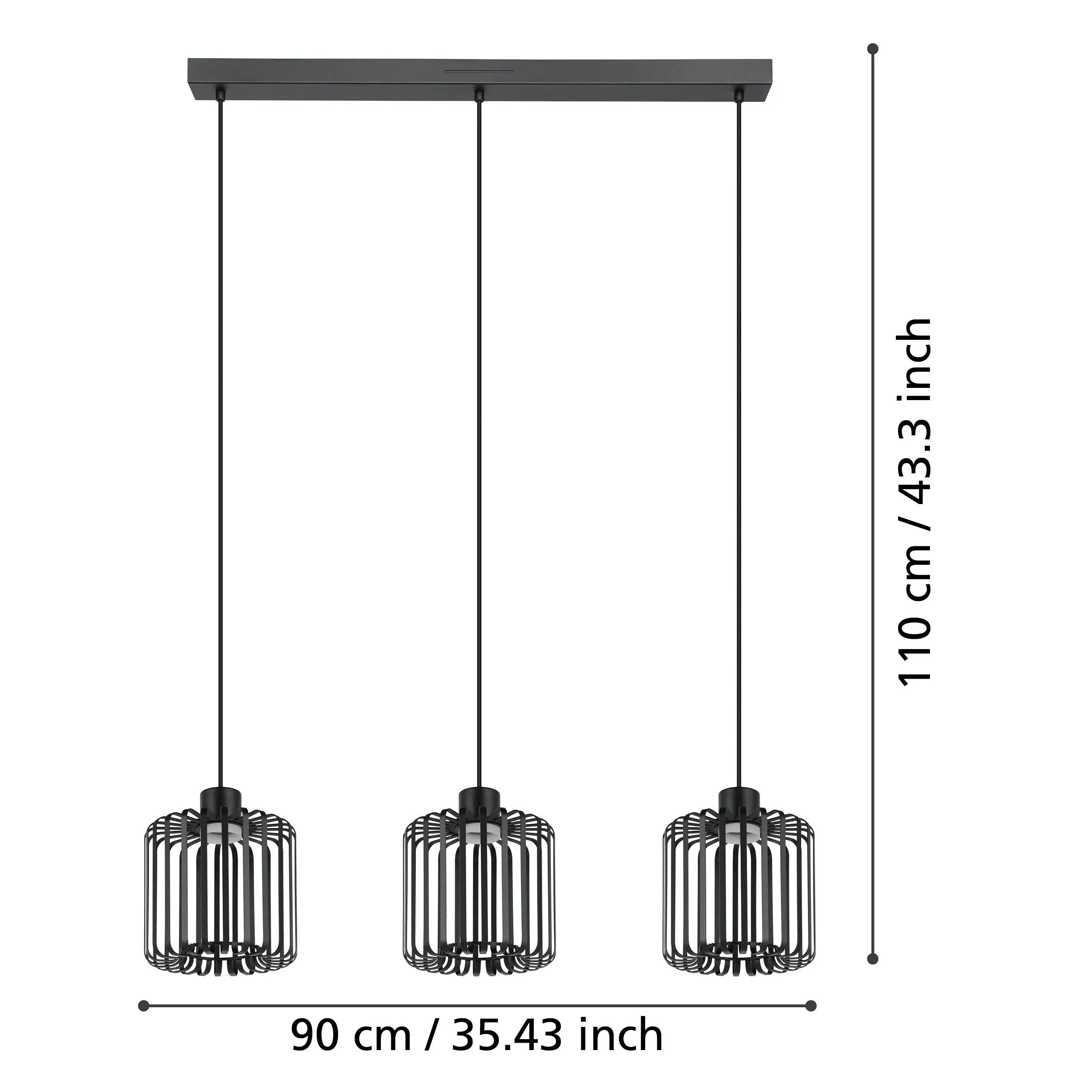 Eglo Connect Ginestrone-Z Smart LED 3 Light Black Metal Strips Pendant