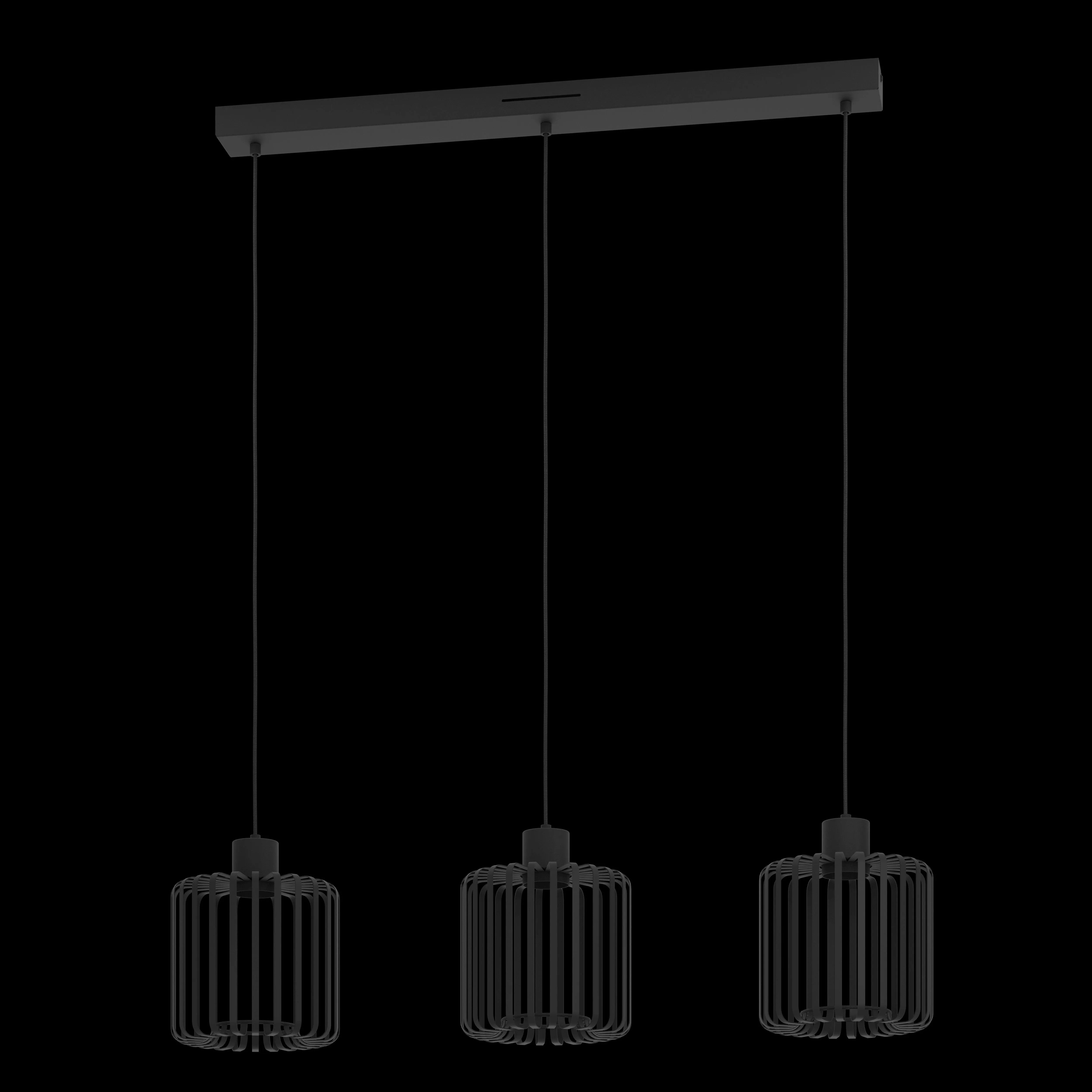 Eglo Connect Ginestrone-Z Smart LED 3 Light Black Metal Strips Pendant