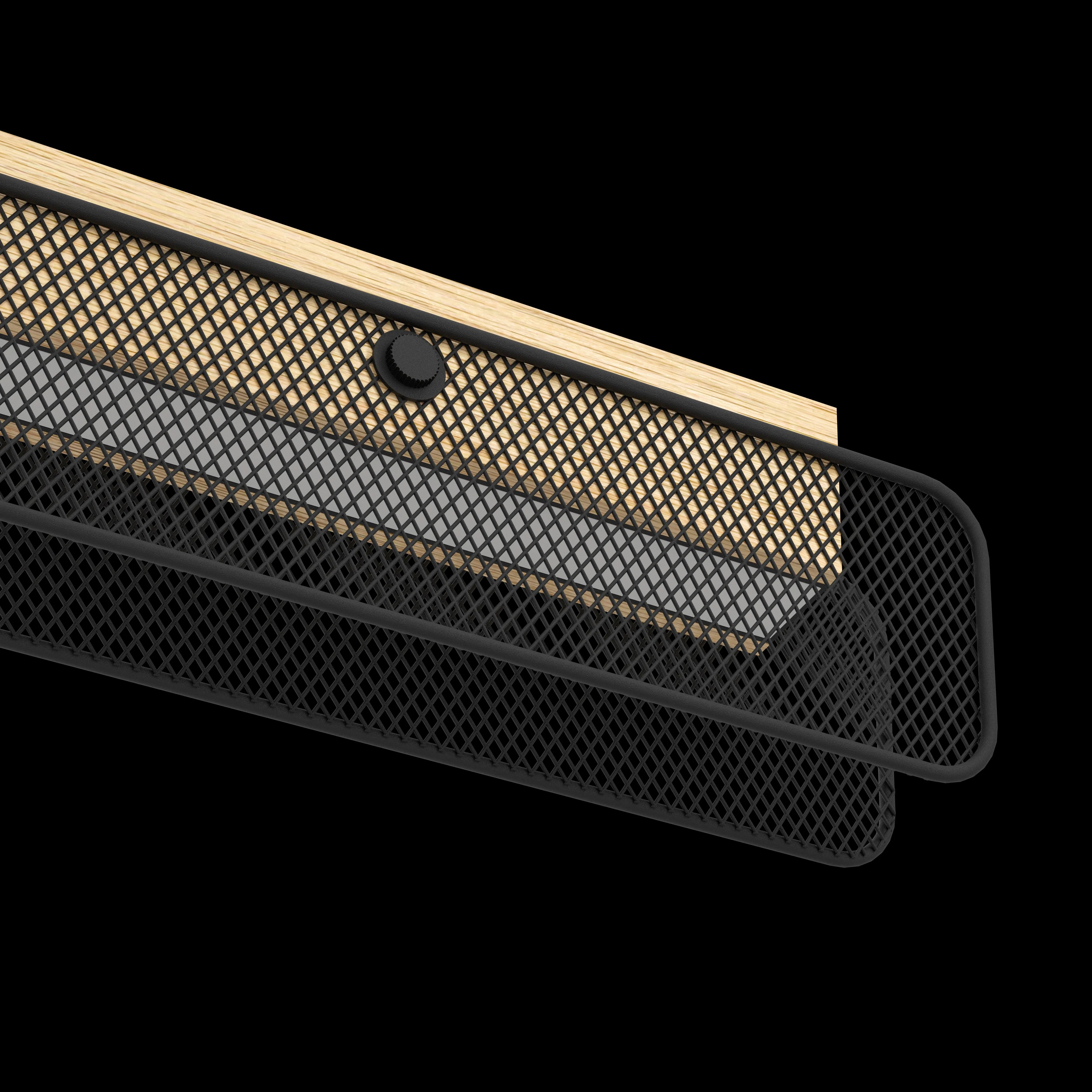 Eglo Connect Kokomo-Z Smart LED Rubberwood & Black Metal Mesh Pendant