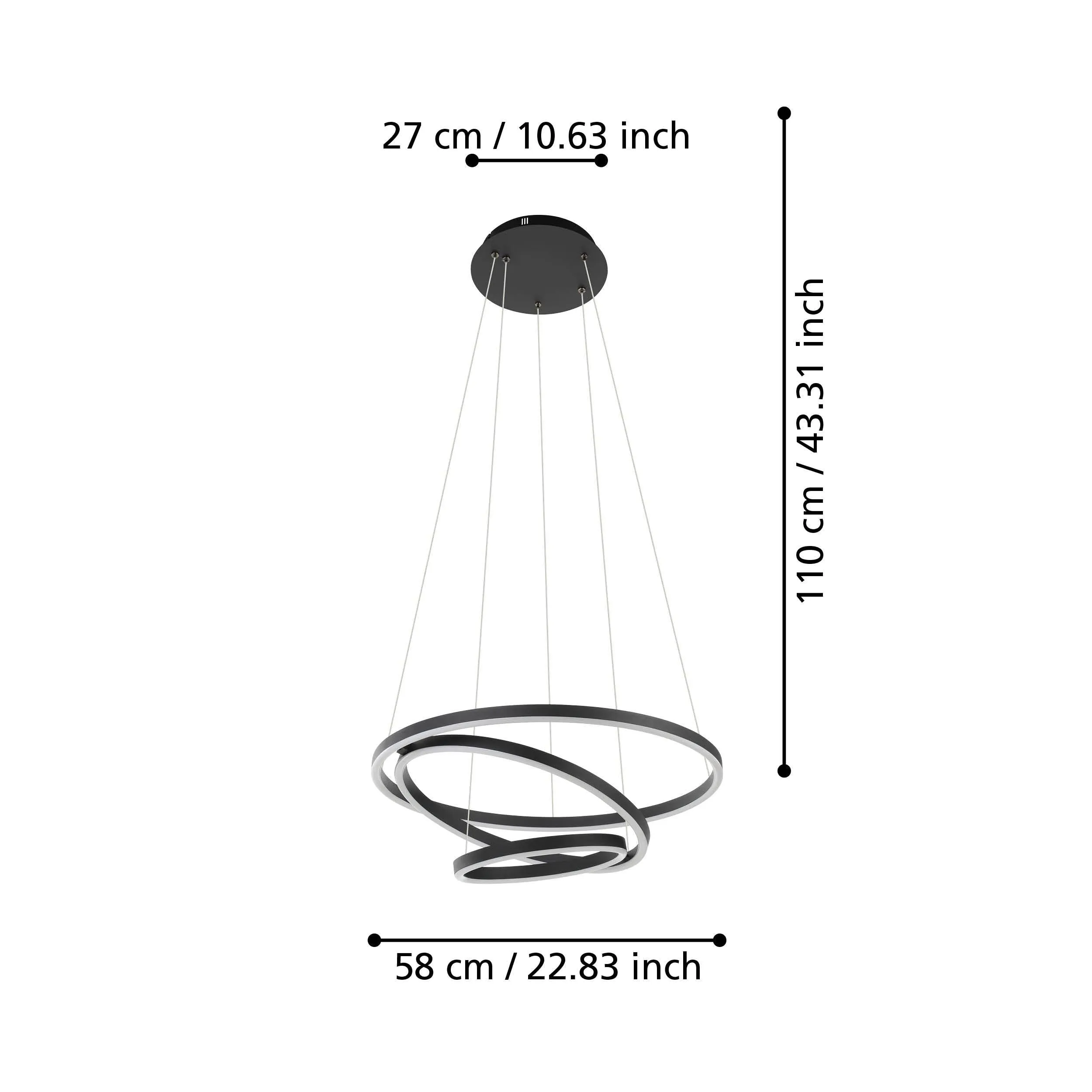 Eglo Connect Lobinero-Z Smart LED Black Curved Pendant