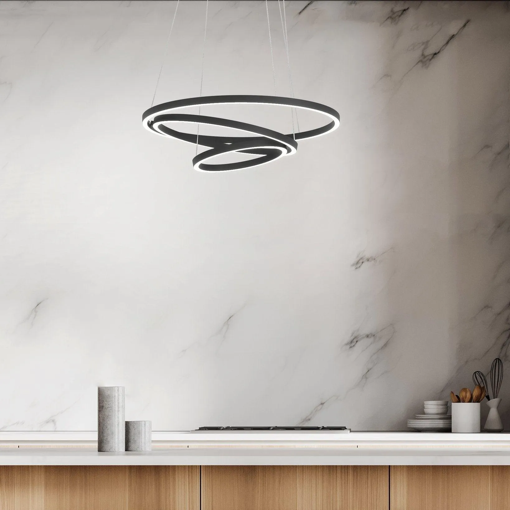 Eglo Connect Lobinero-Z Smart LED Black Curved Pendant