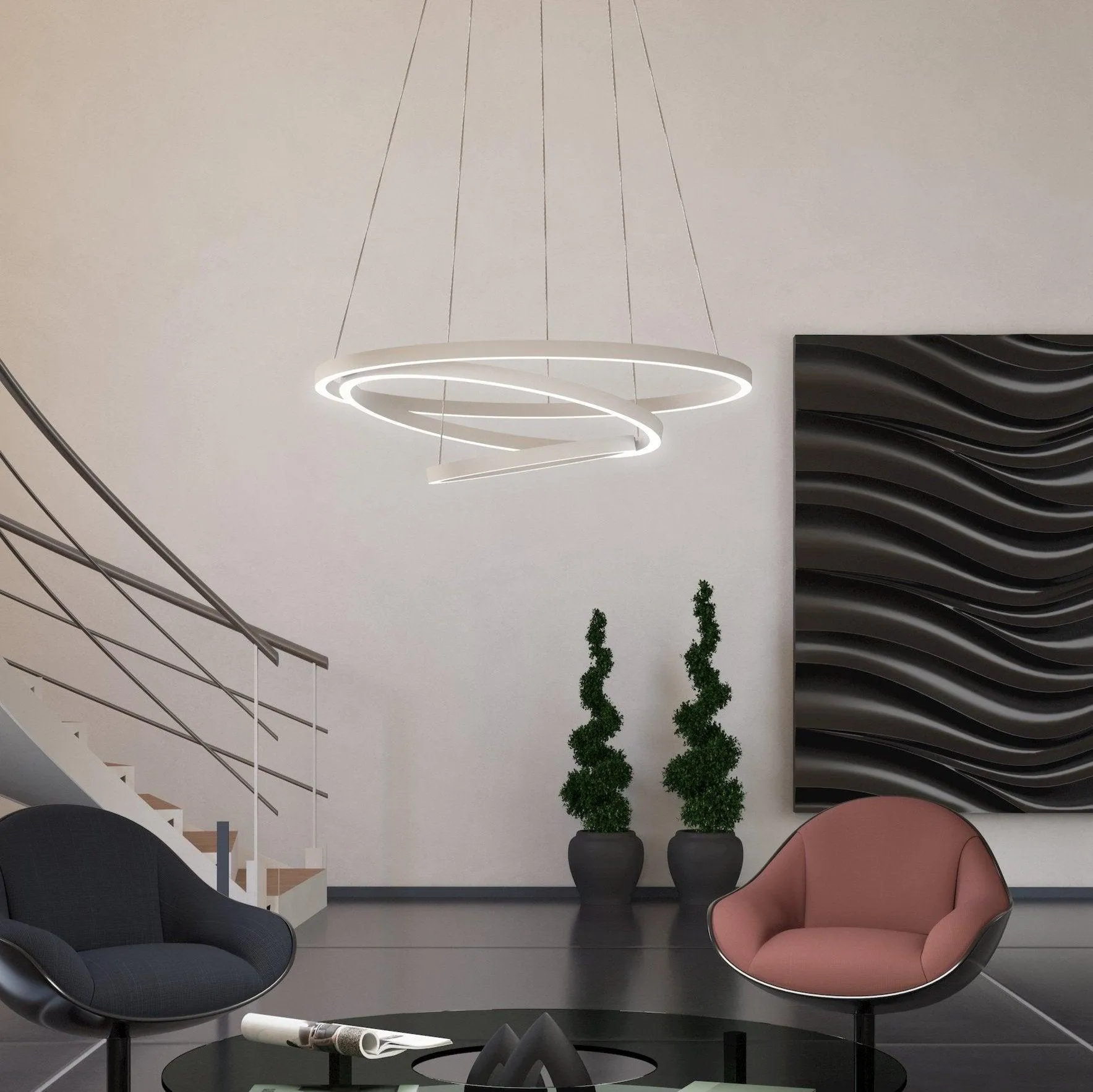 Eglo Connect Lobinero-Z Smart LED White Curved Ceiling Pendant flush mount ceiling fixture