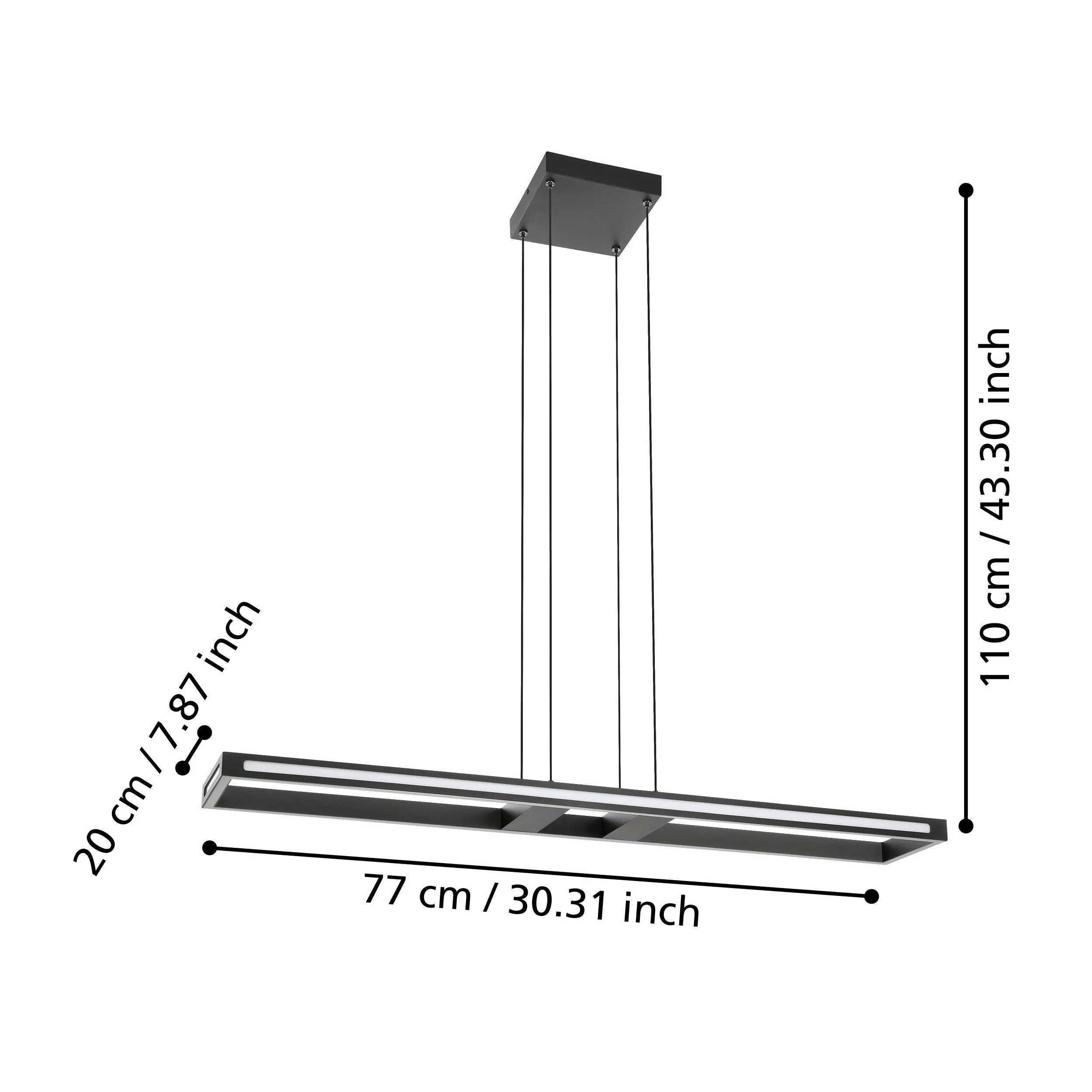 Eglo Connect Salvilanas-Z Smart LED Black Rectangular Metal Pendant