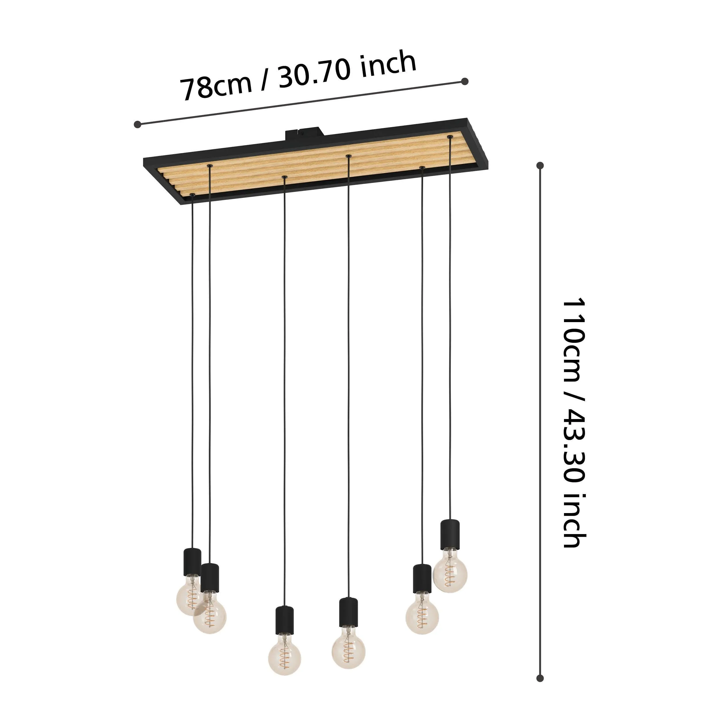 Eglo Consett 6 Light Black Metal Framed Ceiling Pendant