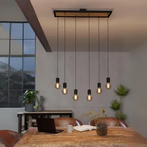 Eglo Consett 6 Light Black Metal Framed Ceiling Pendant flush mount ceiling fixture