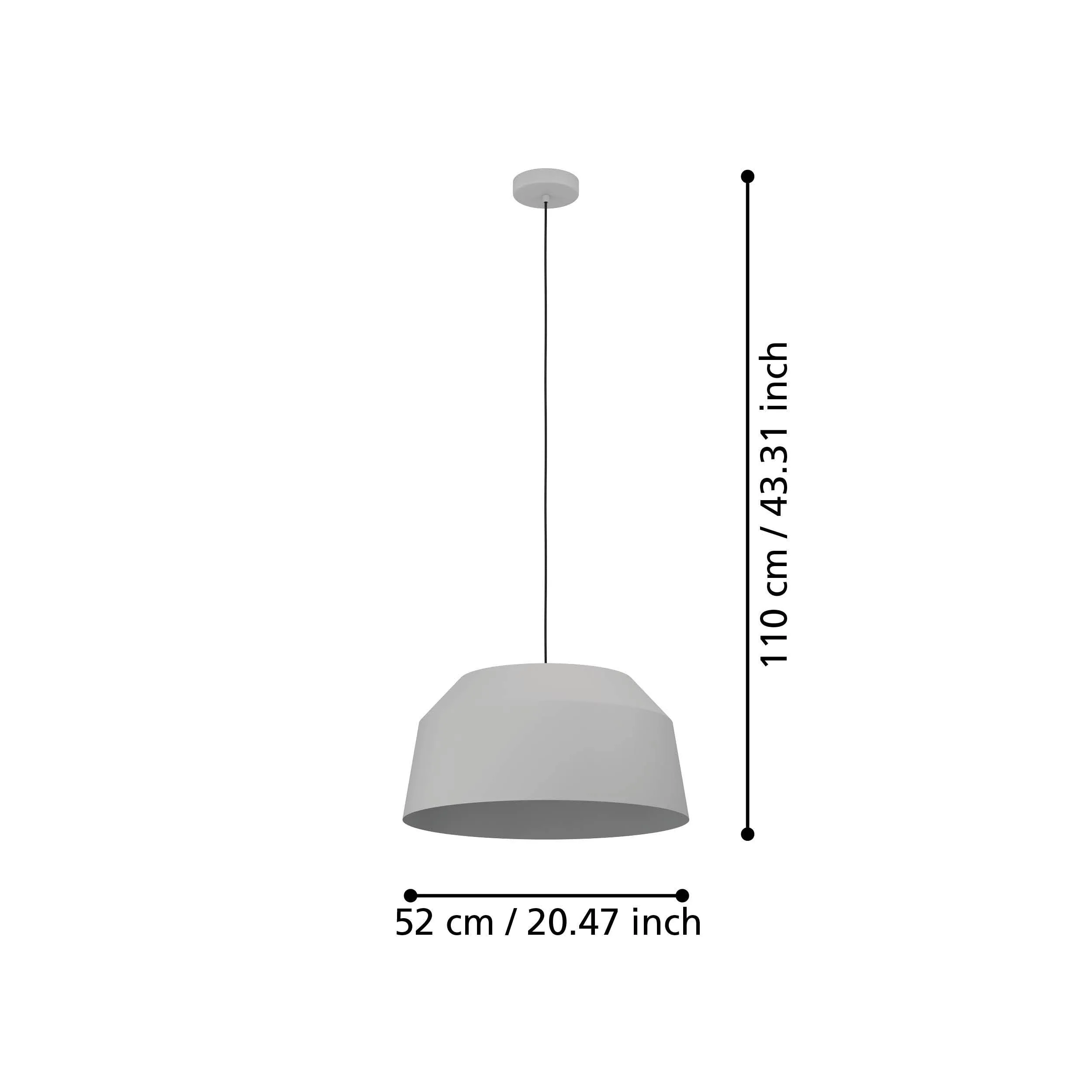 Eglo Contrisa Grey Metal Angular Shade Pendant - 52cm