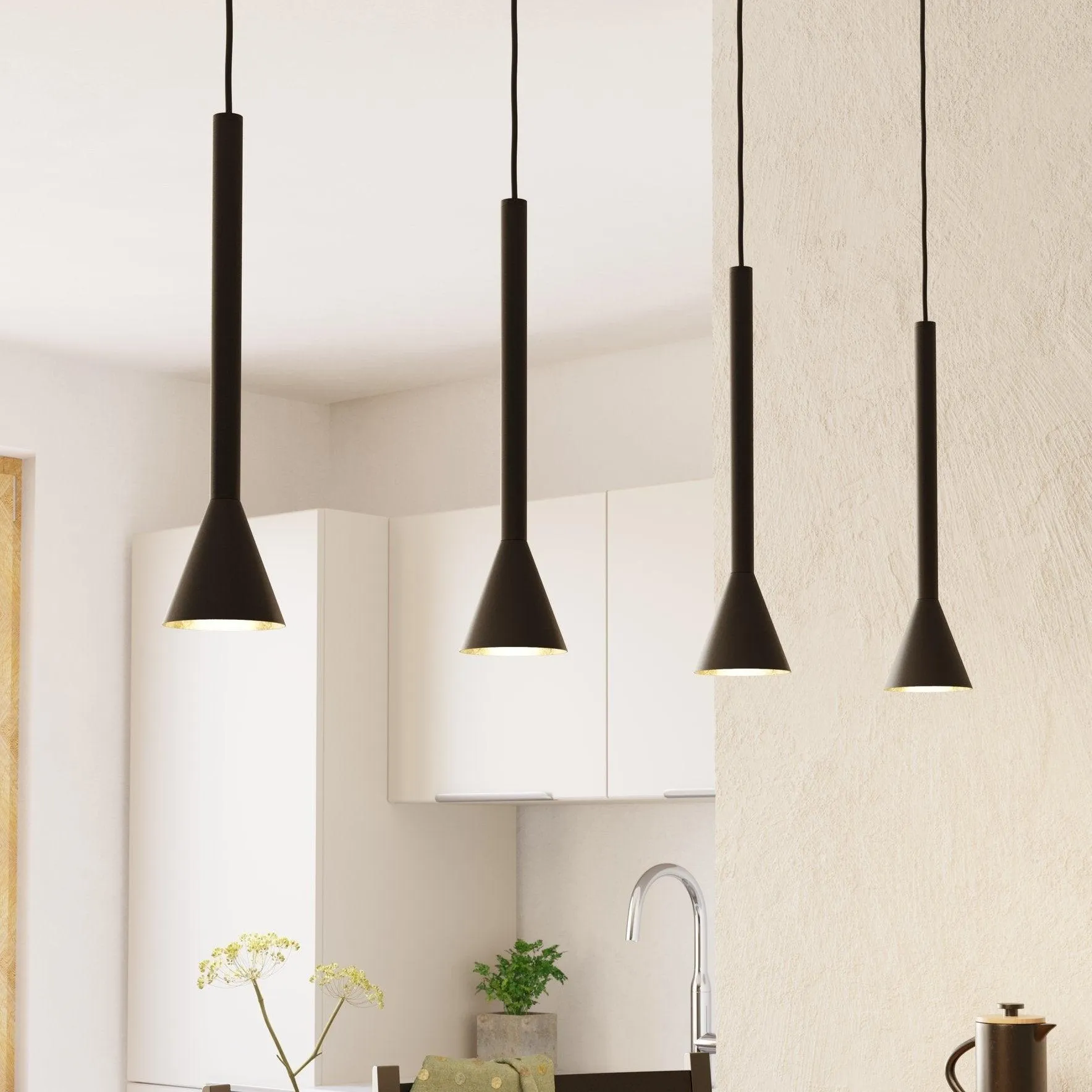 Eglo Cortaderas 4 Light Black & Gold Ceiling Pendant flush mount ceiling fixture