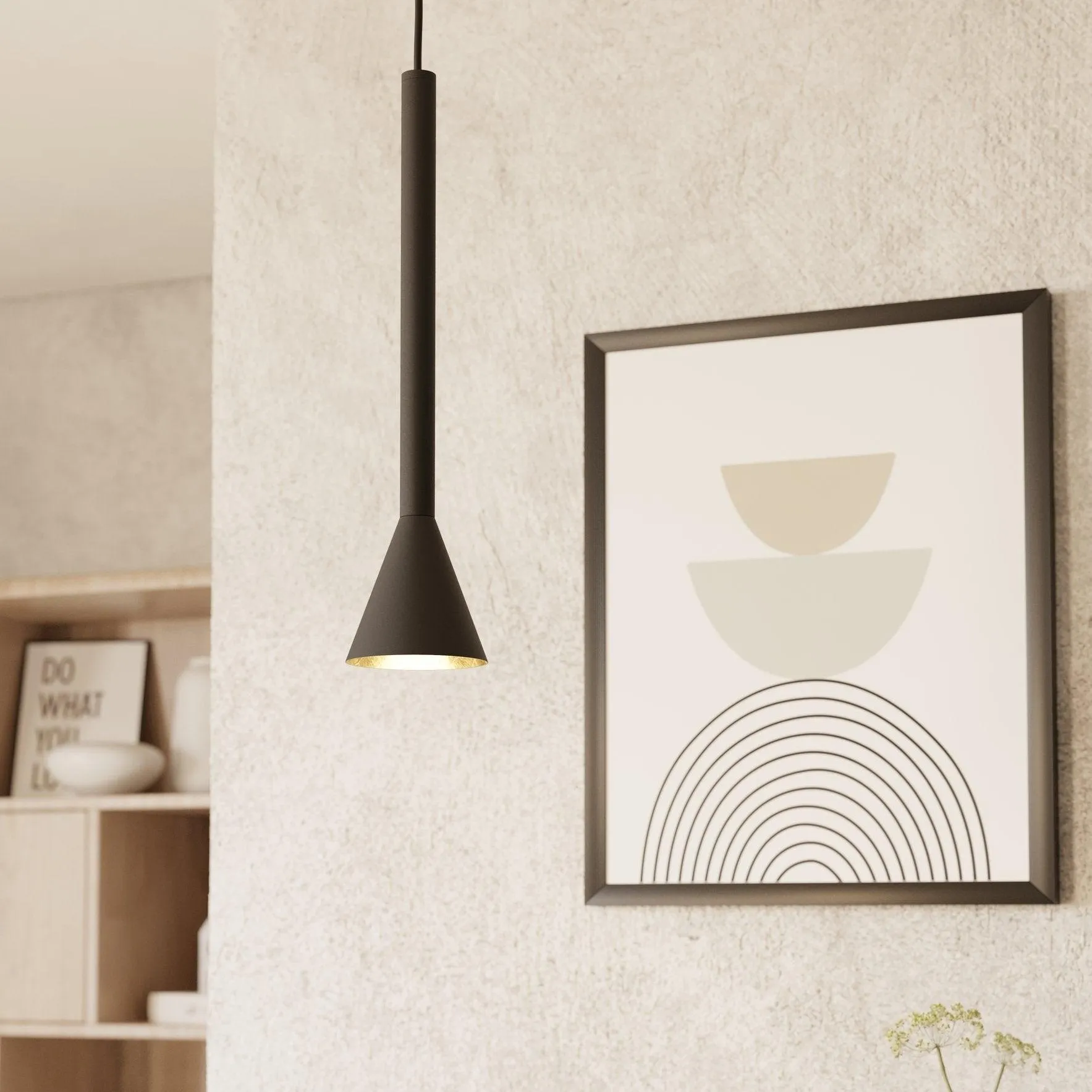 Eglo Cortaderas Black & Gold Ceiling Pendant flush mount ceiling fixture