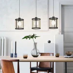 Eglo Dellow Black & Brass Round Mesh Shade Ceiling Pendant flush mount ceiling fixture