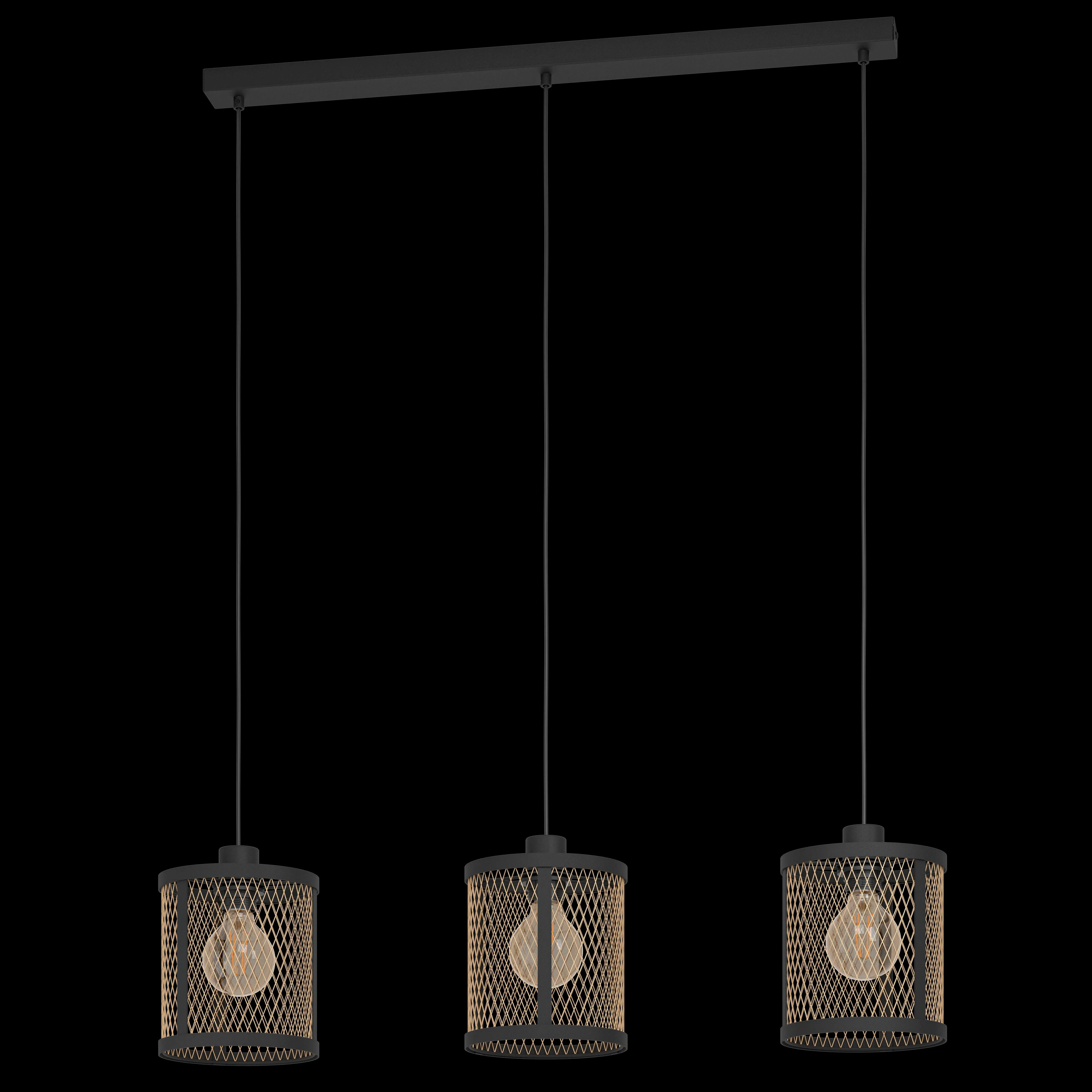Eglo Dellow Black & Brass Round Mesh Shade Ceiling Pendant