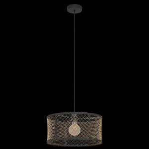 Eglo Dellow Black & Brass Round Mesh Shade Ceiling Pendant flush mount ceiling fixture