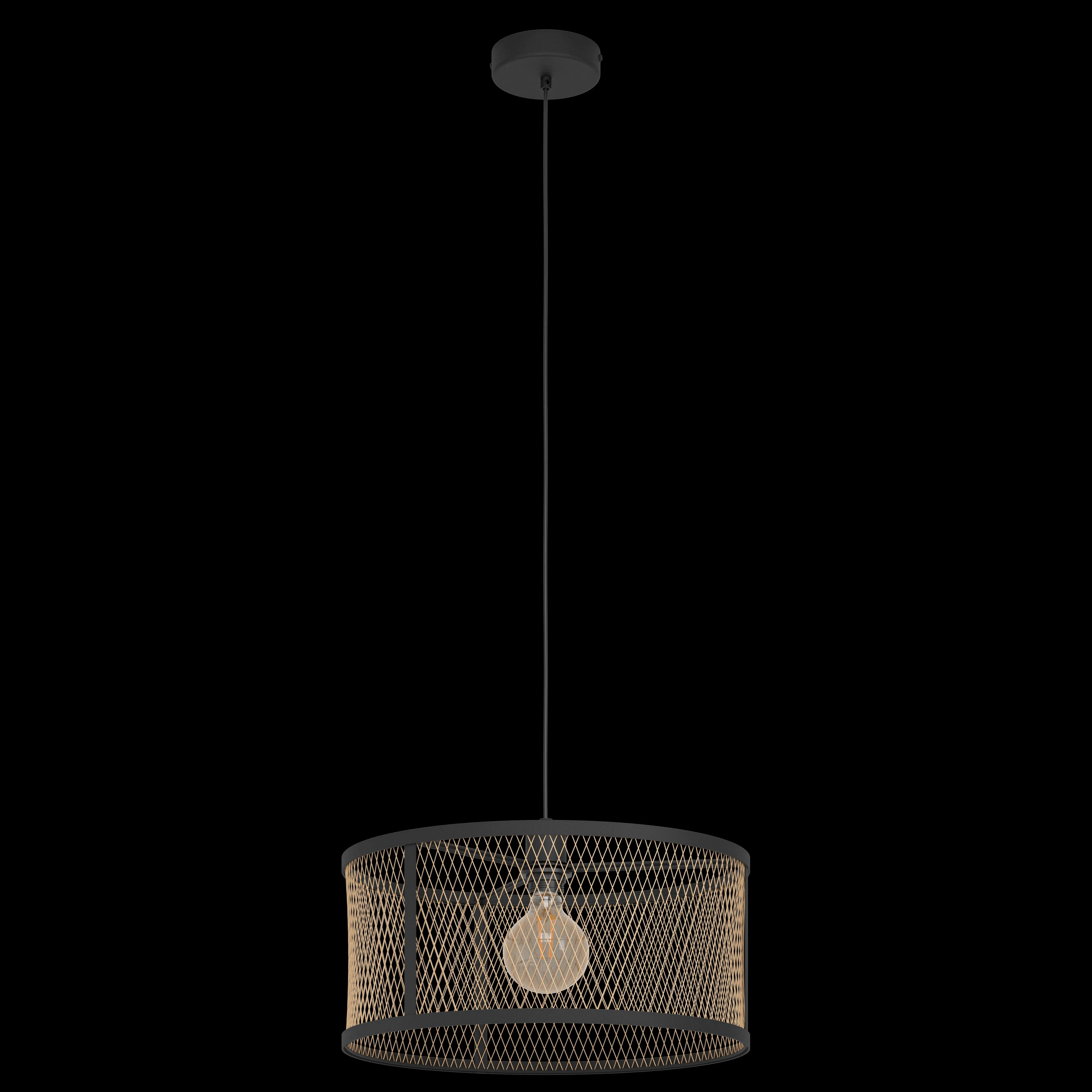 Eglo Dellow Black & Brass Round Mesh Shade Ceiling Pendant flush mount ceiling fixture