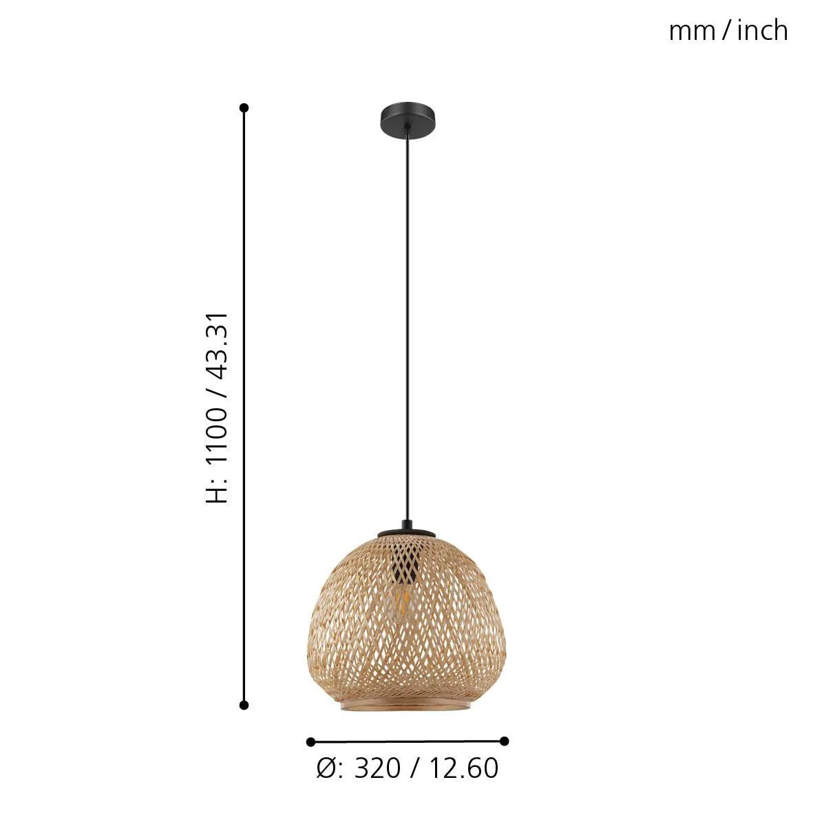 Eglo Dembleby Wicker Lampshade Ceiling Pendant