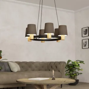 Eglo Edale 5 Light Metal & Wood Ceiling Pendant - Brown Shades flush mount ceiling fixture