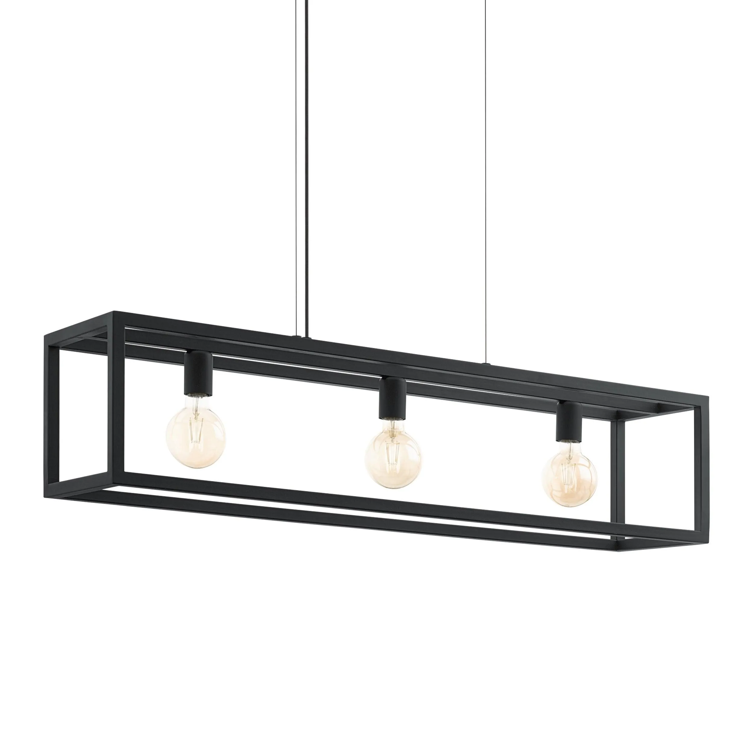 Eglo Elswick 3 Light Exposed Black Metal Framed Ceiling Pendant