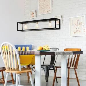 Eglo Elswick 3 Light Exposed Black Metal Framed Ceiling Pendant flush mount ceiling fixture