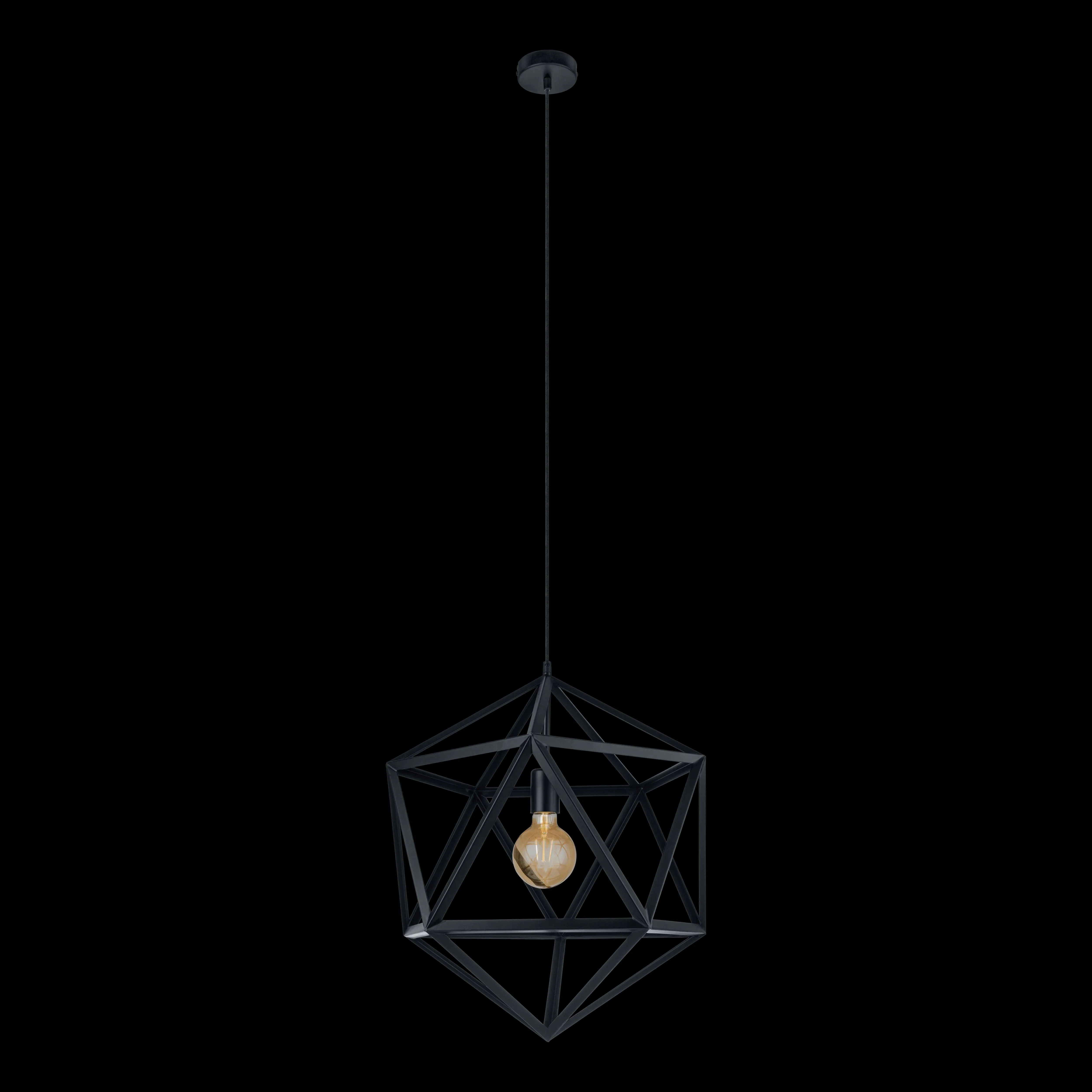 Eglo Embleton Black Diamond-shaped Metal Ceiling Pendant - 46cm