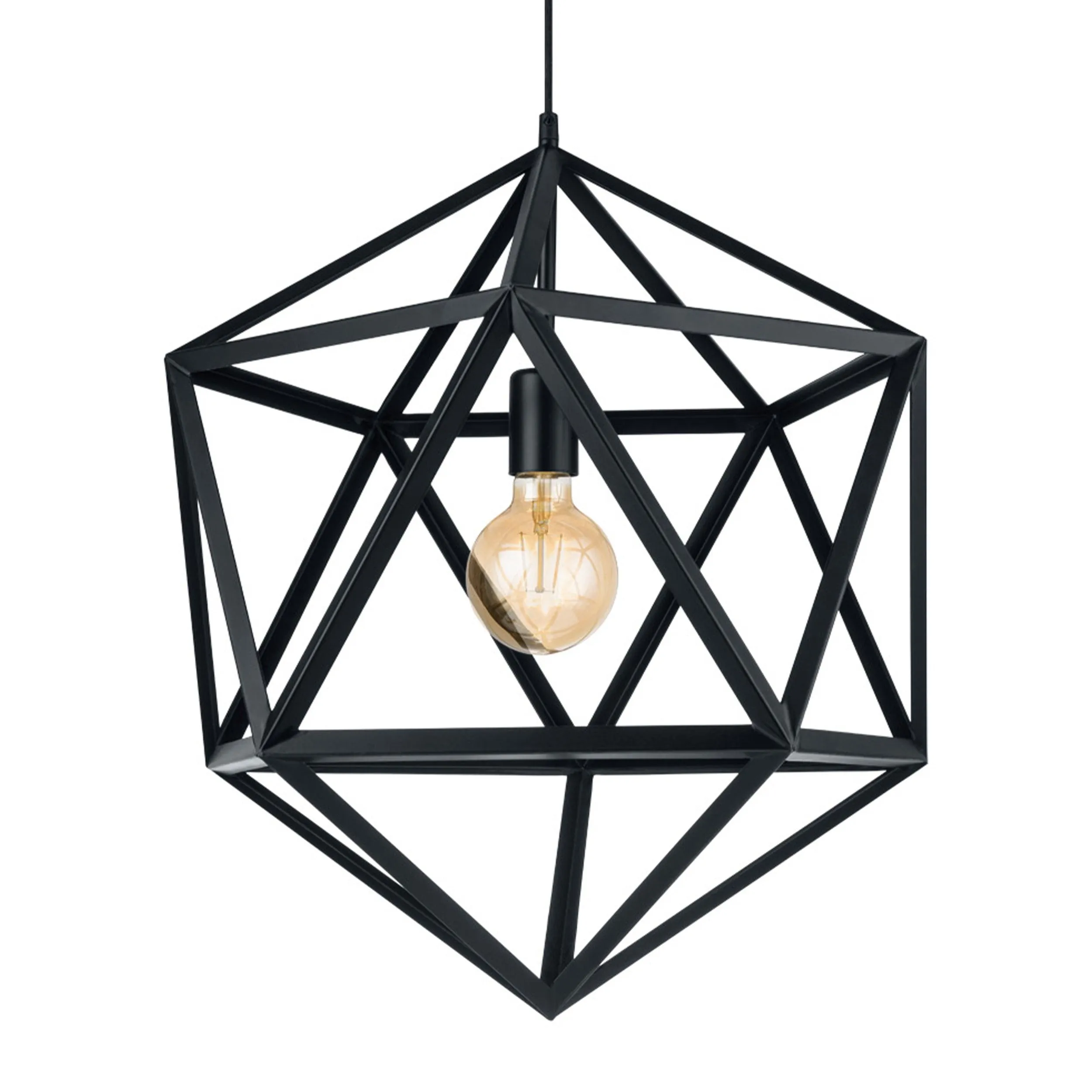 Eglo Embleton Black Diamond-shaped Metal Ceiling Pendant - 46cm